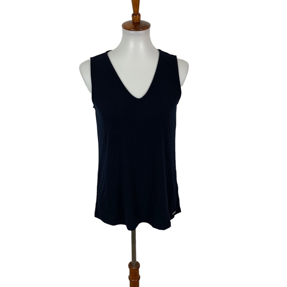 Tahari Top XS Navy Sleeveless NWT